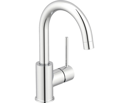 Robinet de lavabo AVITAL CLYDE eco CoolStart et bonde de vidage clic-clac chrome Robinet de cuisine avec bec haut
