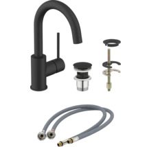 Waschtischarmatur mit Ablaufgarnitur und Anschlussschläuchen