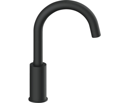 Schwarzer Wasserhahn mit hohem Auslauf