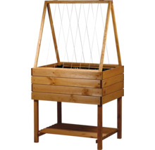 Hochbeet aus Holz mit Rankhilfe und Ablagefläche