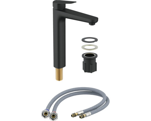 Robinet de lavabo avec matériel de fixation et flexibles de raccordement inclus