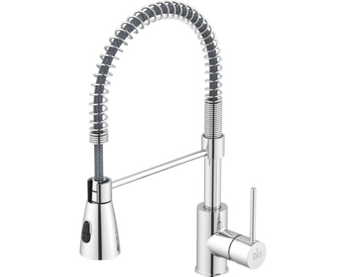 KEO Küchenarmatur mit Brause ILMA CoolStart und Schnellmontage von Oben "Topfix chrom glänzend Küchenarmatur mit Spiralfeder