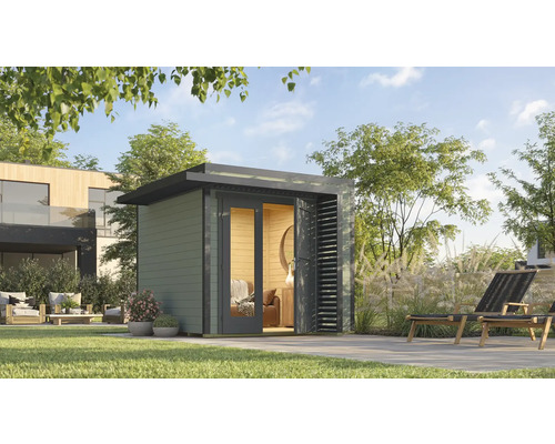 Jardin avec abri de jardin, terrasse et mobilier de jardin pour l'extérieur