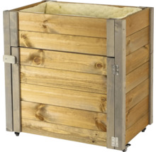 Hochbeet aus Holz mit Rollen und Pflanzfolie