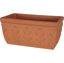 Jardinière rectangulaire en terre cuite avec motif de feuilles