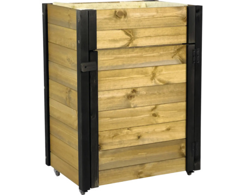 Serre-châssis 40 x 60 x 80 cm bois Jardinière roulante en bois avec cadre noir