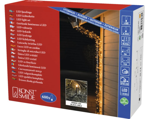 Guirlande lumineuse micro LED avec 600 LED couleur d'éclairage ambre Emballage d''une guirlande lumineuse LED avec 600 lumières ambrées pour l''extérieur