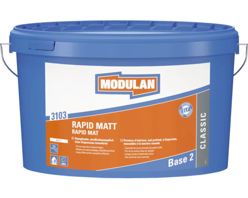 Peinture murale MODULAN 3103 Rapid Matt à faire mélanger dans le coloris souhaité Seau de peinture d''intérieur Modulan Rapid Matt