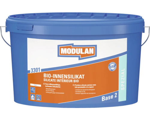 Peinture silicate bio pour l'intérieur MODULAN 3301 à faire mélanger dans le coloris souhaité Seau de peinture bio-silicate d''intérieur