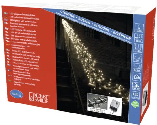 Guirlande lumineuse micro LED buissons avec 8 fonctions 1536 LED couleur d'éclairage ambre Guirlande lumineuse LED multifonction pour extérieur en carton