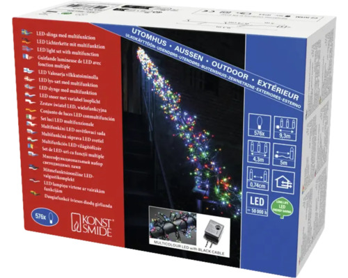 Guirlande lumineuse en touffe Konstsmide micro LED avec 8 fonctions Guirlande lumineuse LED multifonction pour extérieur en emballage