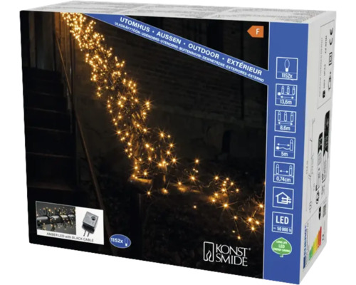 Guirlande lumineuse Konstsmide avec 1152 LED ambrées, adaptée à l''extérieur, vue de l''emballage