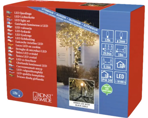 Guirlande lumineuse micro LED avec 120 LED couleur d'éclairage ambre Guirlande lumineuse LED pour extérieur dans un emballage