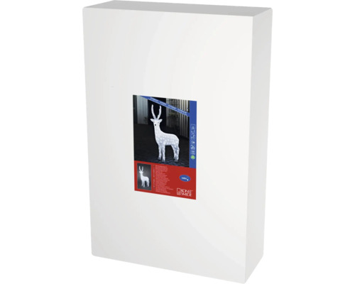 LED Weihnachtsdekofigur Rentier H 105 cm Lichtfarbe kaltweiss Verpackung einer LED-Rentier-Aussendekoration von Konstsmide