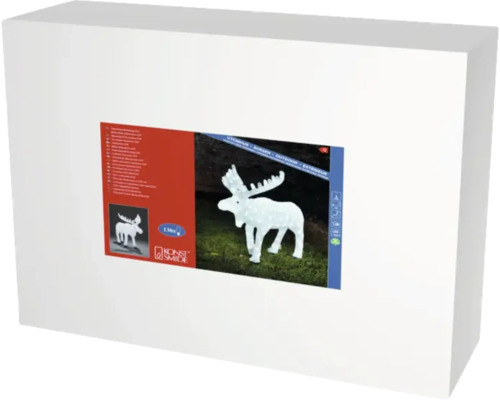 Verpackung einer LED-Leuchtfigur Elch für den Aussenbereich