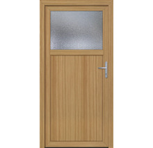 Holztür mit Glaseinsatz und Türgriff