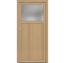 Holztür mit Glaseinsatz und Türgriff