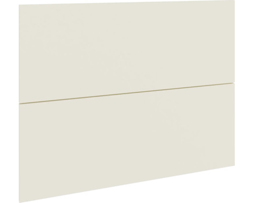 PICCANTE Smart Frontenset Oberschrank 90 cm Falttür sandbeige seidenmatt mit Dickkante "W" Frontansicht eines Möbelstücks