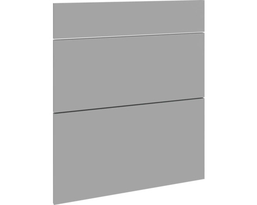 PICCANTE Smart Frontenset Unterschrank 60 cm 1 Schubkastenblende und 2 Auszugblenden basaltgrau matt mit Dickkante "AC" Drei graue Schranktüren übereinander
