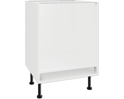 PICCANTE Smart Unterschrankkorpus für Herdumbau BxTxH 60 x 55,5 x 70,4 cm weiss zerlegt "Nr. 26" Weißer Küchenunterschrank mit schwarzen Füßen