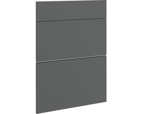 PICCANTE Smart Frontenset Unterschrank 50 cm 1 Schubkastenblende und 2 Auszugblenden anthrazit matt mit Dickkante "AB" Graue Badezimmermöbelfront mit drei Schubladen