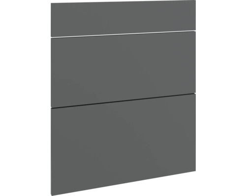 PICCANTE Smart Frontenset Unterschrank 60 cm 1 Schubkastenblende und 2 Auszugblenden anthrazit matt mit Dickkante "AC" Drei graue Schranktüren