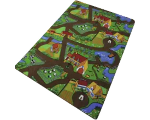 Spielteppich mit Bauernhofmotiv und Strassenmuster