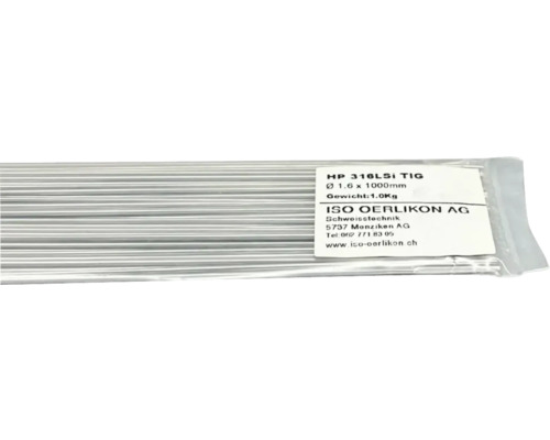 Emballage de baguettes de soudure TIG d''un diamètre de 1,6 mm et d''une longueur de 1000 mm.
