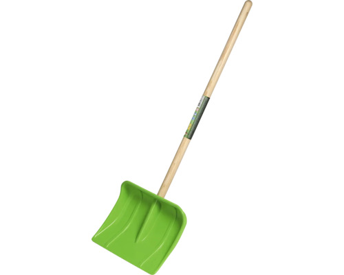 Pelle à neige verte avec manche en bois
