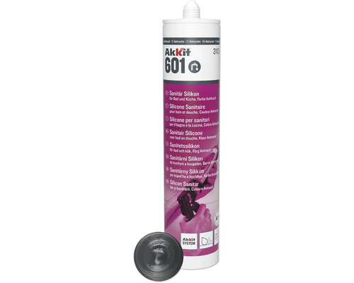 Akkit 601 Sanitär Silikon anthrazit 310 ml AkKit 601 Sanitär Silikon in Anthrazit für Bad und Küche