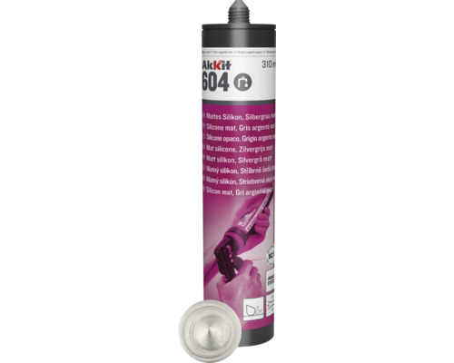 Akkit 604 mattes Silikon, silbergrau, 310 ml Kartusche mit Düse