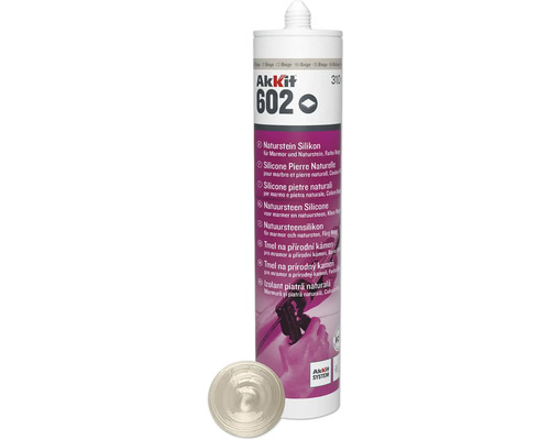 Silicone pour pierre naturelle Akkit 602 beige 310 ml Cartouche de silicone pour pierre naturelle Akkit 602 avec buse
