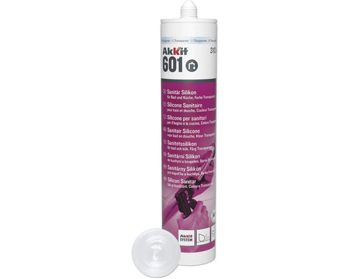 Akkit 601 Sanitär Silikon transparent 310 ml Akkit 601 Sanitär Silikon, transparent, für Bad und Küche