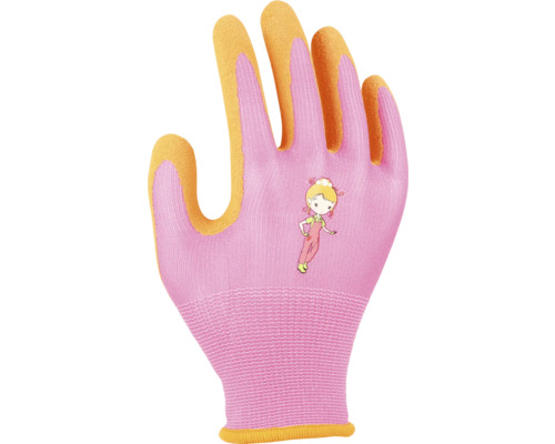 Kinderhandschuhe FloraSelf Floralie Gärtnern mit Kids Uni pink, Gr. 3 Gartenhandschuh mit Beschichtung und Mädchenmotiv