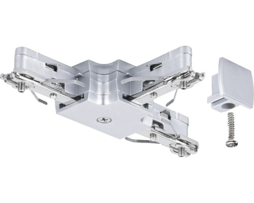 Eckverbinder für Schienensystem mit Schraube und Endkappe