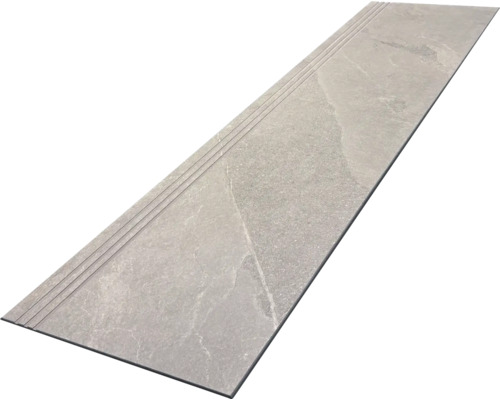 Carrelage gris avec bord antidérapant pour escaliers