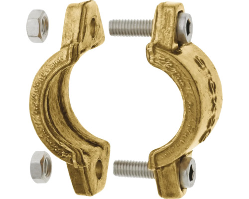 Rohrschelle aus Metall mit Schrauben und Muttern