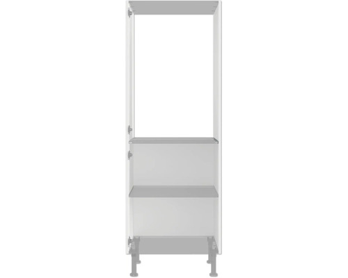 Armoire haute blanche avec trois étagères et pieds