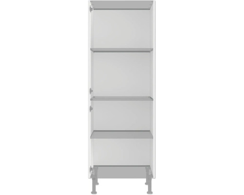 Armoire haute ouverte avec plusieurs étagères