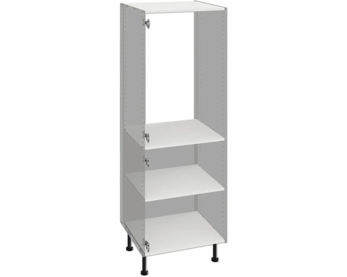 PICCANTE Smart Pack de sol pour corps d'armoire midi pour réfrigérateur blanc démonté « N° 39 » Meuble de cuisine avec trois étagères et pieds noirs