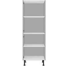Armoire haute ouverte avec quatre étagères et pieds