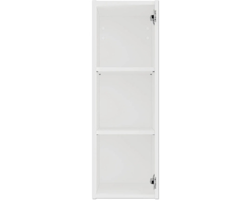 Intérieur d'une étagère ouverte avec deux tablettes