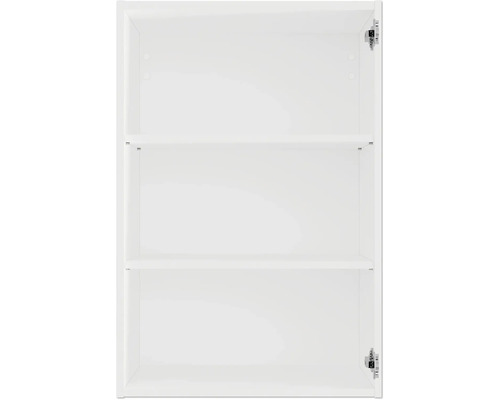 Armoire de salle de bains ouverte avec étagères