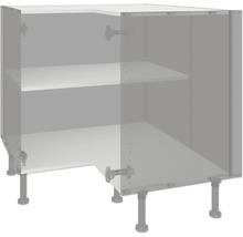 Meuble bas d'angle avec étagères et pieds réglables