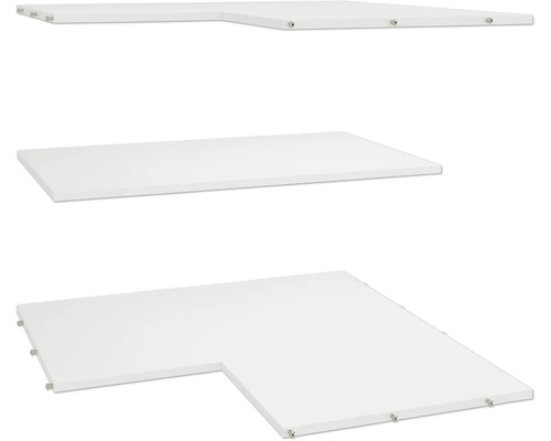 Trois étagères blanches de formes différentes