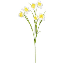 Fleur de narcisse artificielle avec tiges vertes et fleurs jaune et blanc
