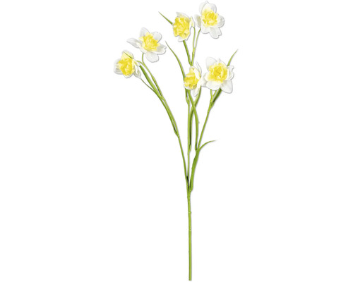 Fleur de narcisse artificielle avec tiges vertes et fleurs jaune et blanc