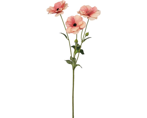 Renoncule artificielle avec feuilles et tige