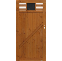 Portail en bois avec ardoise et lamelles