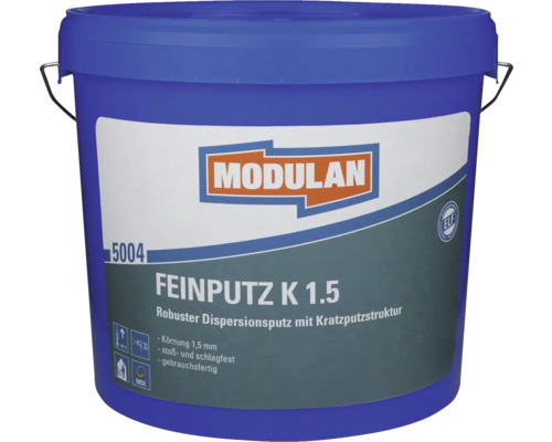 Eimer mit Dispersionsputz mit Kratzputzstruktur, Körnung 1,5 mm